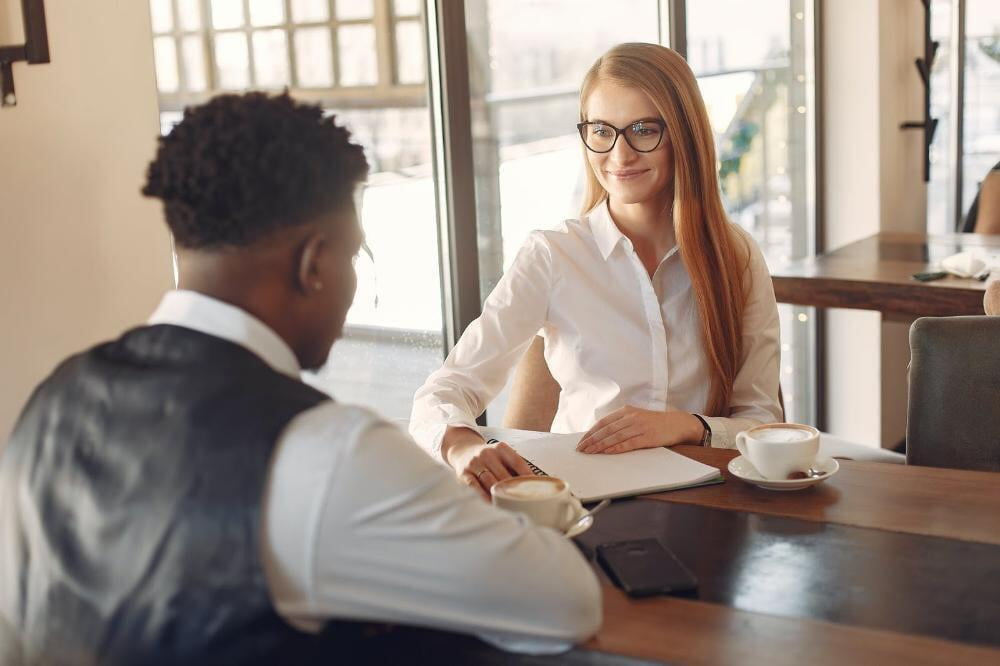 Man and Woman at an Interview