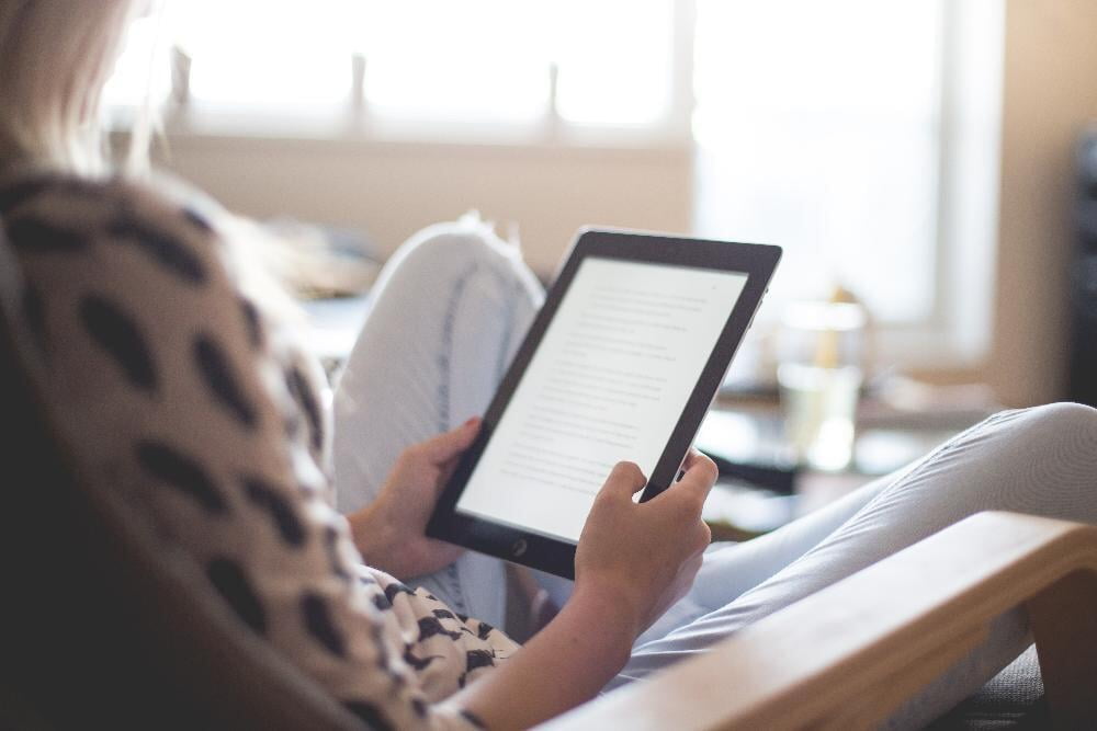 Woman working on a tablet